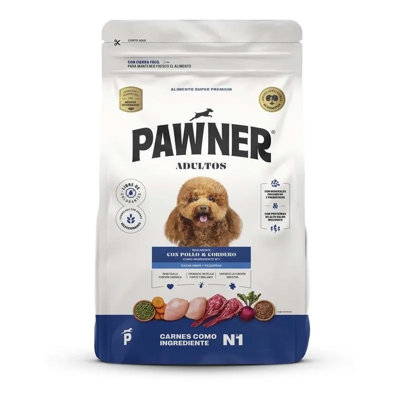 Pawner Perro Adulto Raza Miniatura-pequeña sabor Pollo y Cordero 15kg